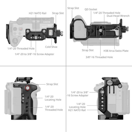 SmallRig 6778 - klatka do Sony FX5 z uchwytem górnym i paskiem na rękę - szczegóły klatki